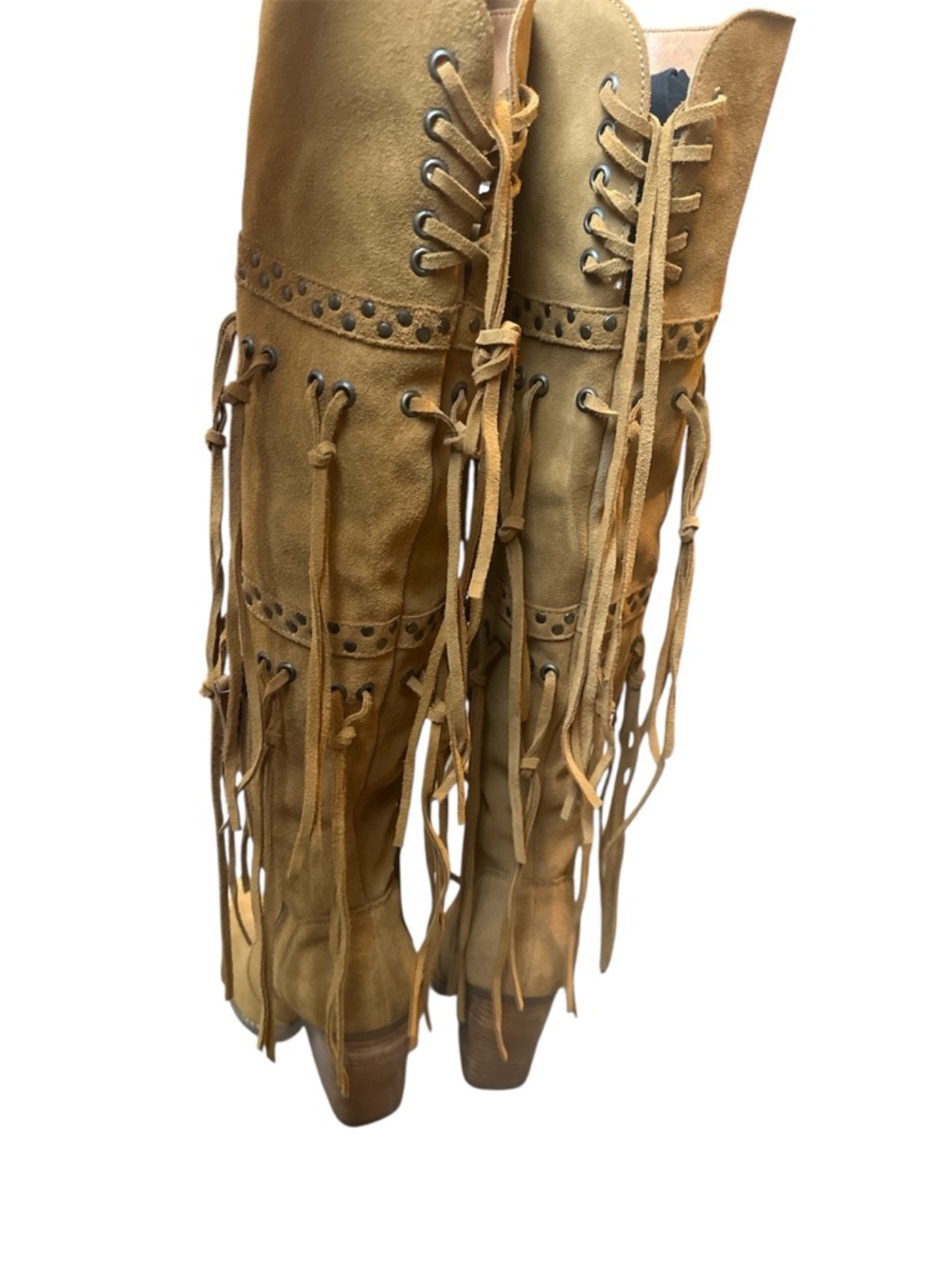 Dingo Tan Fringe Suede Over-the-Knee Boots size 6.5 - Picture 6 of 12